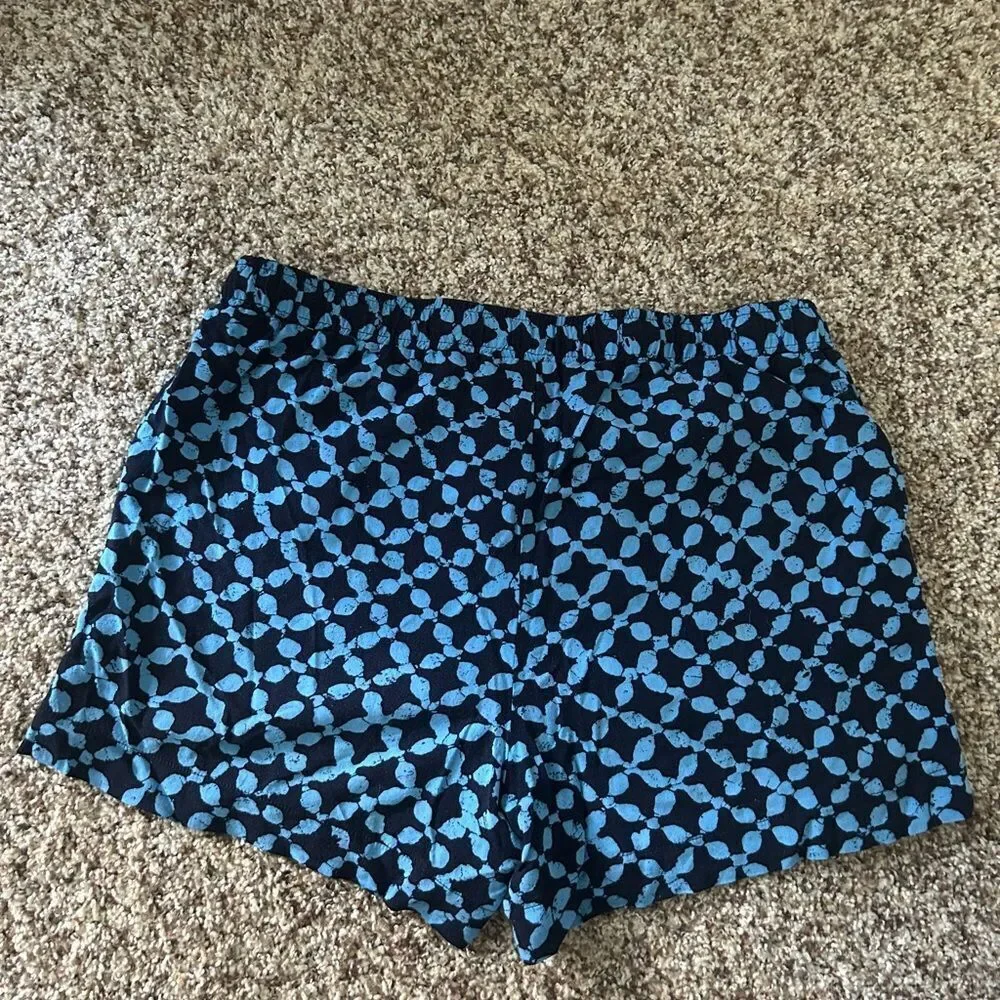 Michael Michael Kors Blue and Black Flowy Geometric Pattern Shorts
